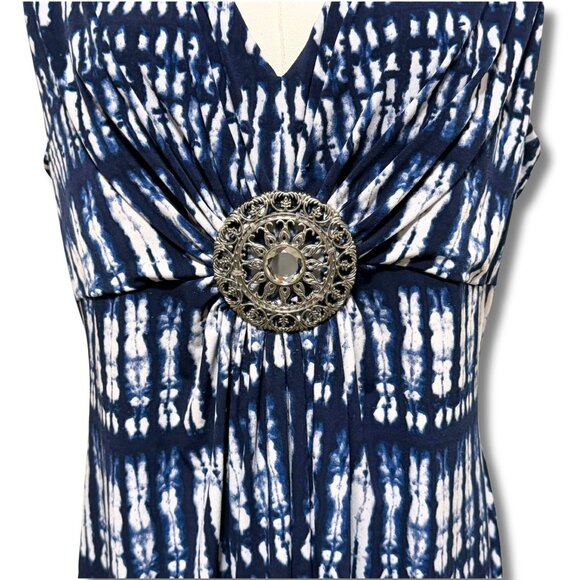Peter Nygard Blue Batik Asymmetrical Shibori Tunic Top M – Silver Medallion - Picture 6 of 8